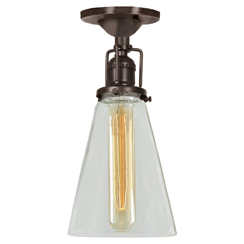 JVI Designs 1202-08 S10 One light Union Square ceiling mount oil rubbed bronze finish 4.75" Wide, clear mouth blown glass shade
